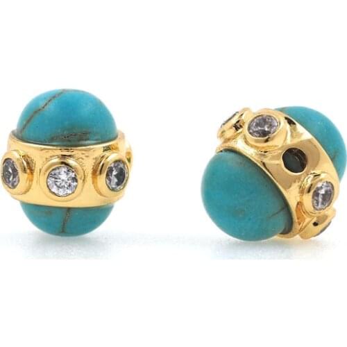 CZ Micro Pavé Ball Spacer Beads Blue Stone Isolation Beads Exquisite Beads DIY Bracelet Making Accessories 9.6x8.9mm