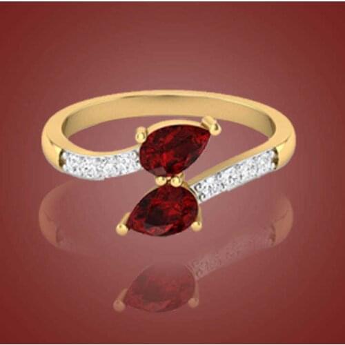 Fashion creative pomegranate ring yellow ring Pear Cut zircon ring womens gift