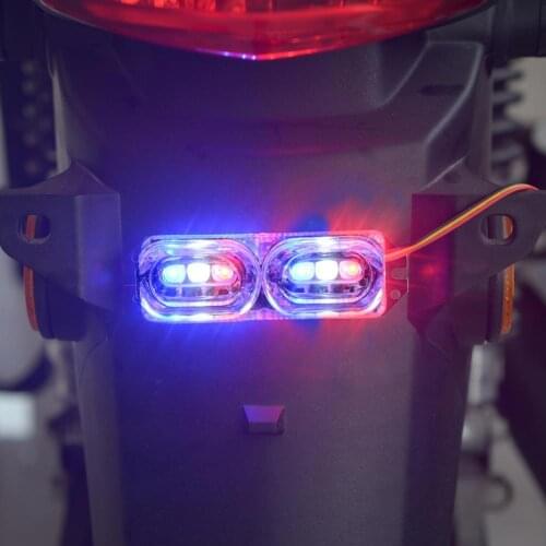 Motorcycle 9-80V Strobe Tail Lamp Fast Flashing Red Blue Two-color Warning Light
