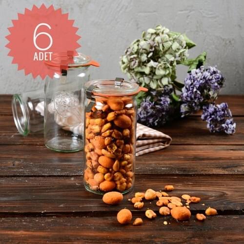Weck 340 ml Glass Cylinder Storage Jar Set (6 Pcs)