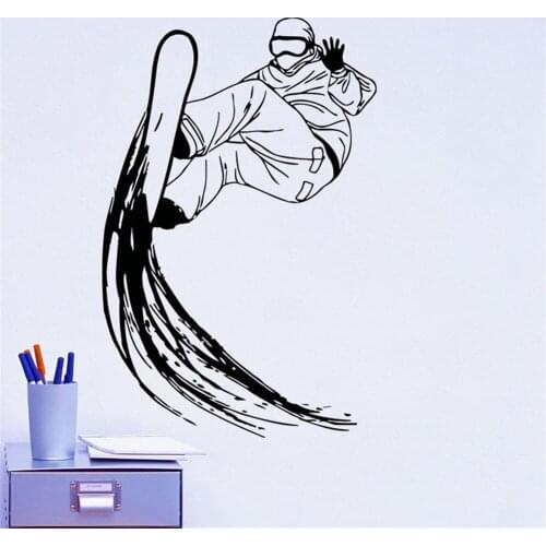 Skier Skiing Wall Stickers Extreme Skiing Sports Home Decor Vinyl Removable Silhouette Wall Decals Boys Room Snowboard Murals