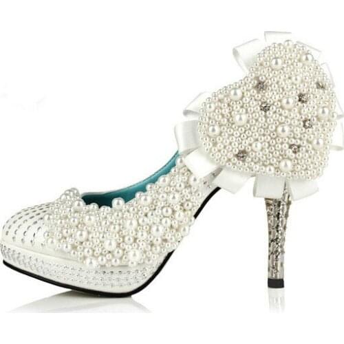 2018 New Style & luxury Fashion Round Toe Wedding Shoes Bridal Shoes with Stiletto Shoes woman Dress Shoes Rhinestone Shoes