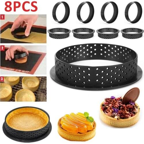 Newest 8Pcs Round Shape Mousse Circle Mold Cutter French Dessert Cake Decorating Mould Kitchen Dessert Baking Decorating Tools