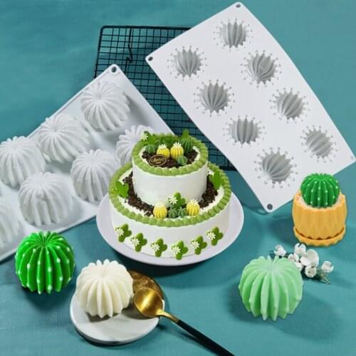 New 3D Cactus Candle Mold 8 Cavity Cactus Balls Silicone Baking Cake Mold DIY Dessert Chocolate Mousse Cake Tool Candle Mould