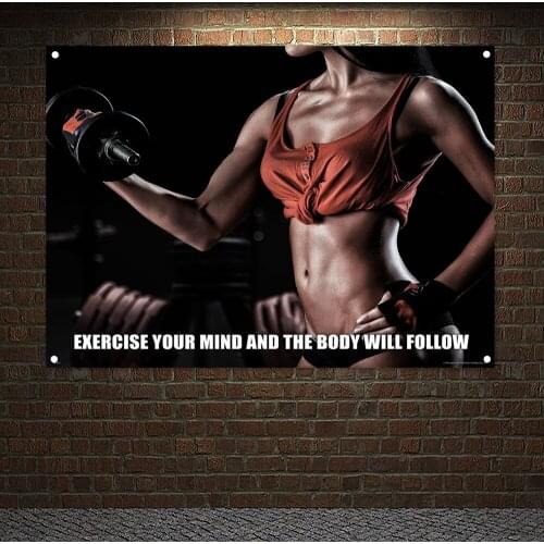 Gym Wallpaper Man Muscular Body Poster Flag Hanging Painting For Room Bedroom Decor Workout Inspirational Banners Wall Stickers
