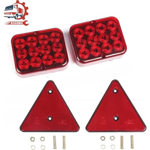 AOHEWEI Trailer Lights 12V Waterproof Fog Light Safety Warning Urgent Truck Red Lamp 12LED Chips with Pair Rear Reflector Strip