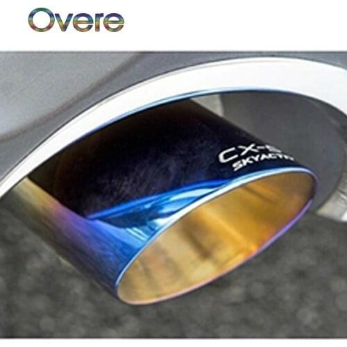 Overe 1Pair High Quality Stainless Steel Car Exhaust Tip Tail Pipe Muffler For MAZDA CX-5 CX5 2012-2015 Car Styling accessories