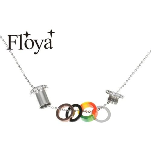 Floya Lovers Crystal Pendants Necklaces Adjustable Steel Necklace Women Interchangeable Charm Combination Pendant Femme Bijoux