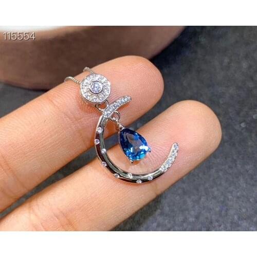 Natural Topaz Necklace, lady gem necklace, the whole 925 pure silver, handmade, affordable. Free shipping