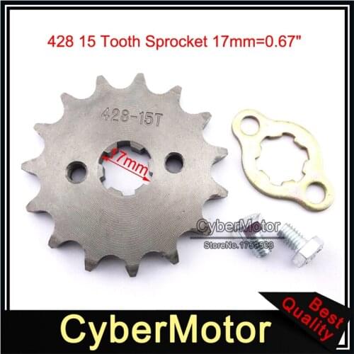 428 15 Tooth 17mm Front Engine Sprocket Gear For 50cc 70cc 90cc 110cc 125cc 140cc 150cc 160cc Dirt Motor Pit Bike ATV Motorcycle