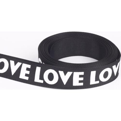5y 15mm/20mm White/Black Option LOVE Pattern Printed Grosgrain Ribbon DIY Craft Sewing & Packing Cloth Fabric Ribbons