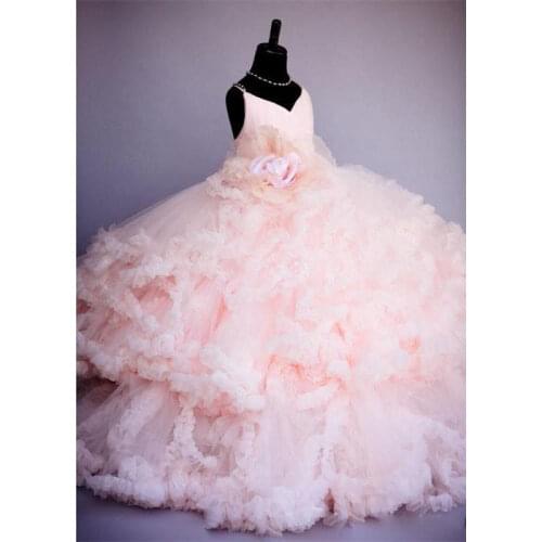 Pink Flower Girl Dresses Children Wedding Party Gown Pageant Birthday Dress First Communion Gown Custom Made