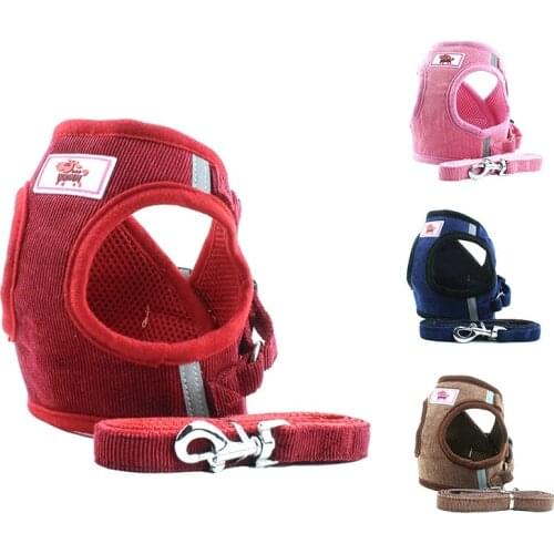 Dog Harness with Leash Dog Collar Adjustable Vest Walking Soft Breathable Collar Pet Accessories for Small Medidum Large Pets