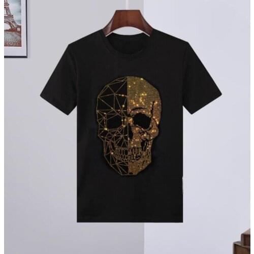 Rhinestones T Shirt drop shipping Men Brand Fashion Streetwear Cotton O Neck Slim Diamonds Tops Man Plus Size 5XL