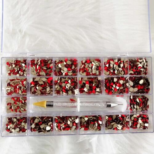 High Quality AB Glass 3DNail Fancy Crystal Rhinestone Decoration Nail Stone Box Rhinestone/Nail Shaped Rhinestone Set Kit 2000pc