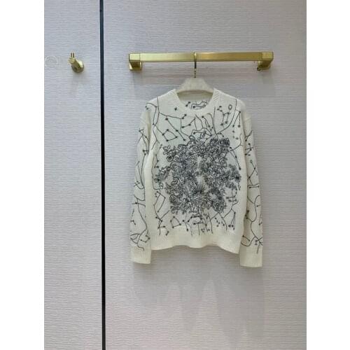 Quality 11.25 High End Constellation Embroidery Floral Pattern Cashmere Sweater Women Fashion Luxury Pullover Knitwear
