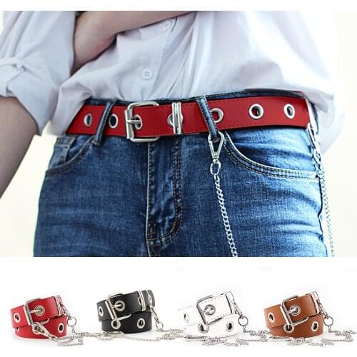 Women Round Gold Metal Buckle Belt Female Punk Leather Waist Band Strap Belts for Women Pants Jeans Wholesale