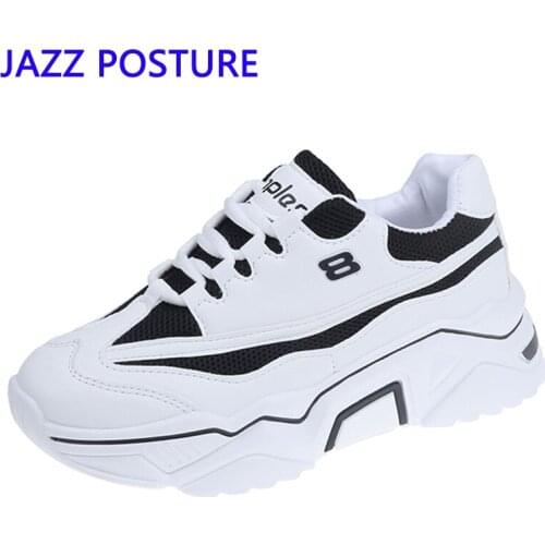 JAZZPOSTURE flat sneakers 5cm platform womens casual shoes breathable sneakers with vulcanized soles q182