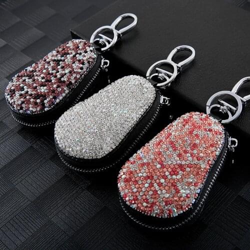 Bling Bling Crystals Women Car Key Case Keys Organizer Storage Bag Universal for Benz BMW Audi Volkswagen Buick Toyota Nissan