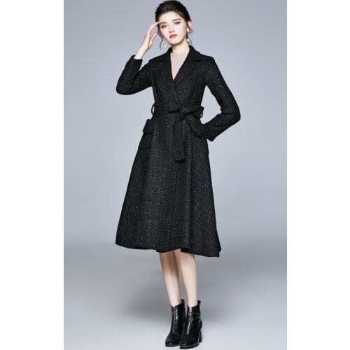 ZUOMAN Women Autumn & Winter Elegant Wool Blend Jacket Coat Female High Quality Vintage Designer Long Black Outerwear & Coats
