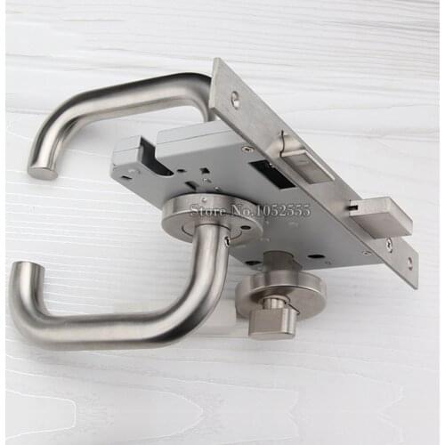 1PCS/lot 304 Stainless Steel Tube Wells Lock Entrance/Privcy/Passage Fire Invisible Door Handle Lock Security Door Lever Lock