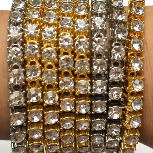 1pc Row Bling Iced Out Mens Zircon Bracelet Tennis Chain Bracelets For Women Men Hip hop Jewelry CZ Link Chain Dropshipping