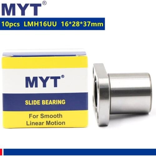 10pcs MYT high precision LMH16UU oval Flange Linear Bearing Linear Bushing for 16mm CNC Router 3D printer linear Rod 16*28*37 mm