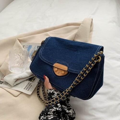 2021 Fashion Chain Shoulder Bag Women Denim Crossbody Bag Female Luxury Handbags Women Bags Designer Messenger Sac A Main Femme