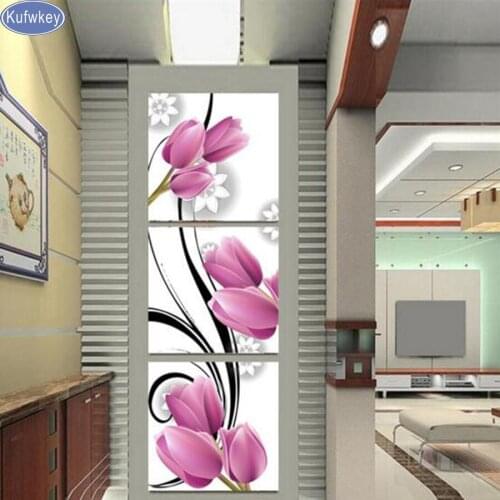 3pcs set diy diamond embroidery,tulip,5d diamond painting full diamond mosaic picture of rhinestones cross-stitch christmas gift