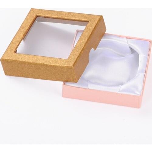 5Pcs Square Shaped PVC Cardboard Satin Bracelet Bangle Boxes for Jewelry Gift Packaging Storage Organizer Mixed Color 90x90x24mm