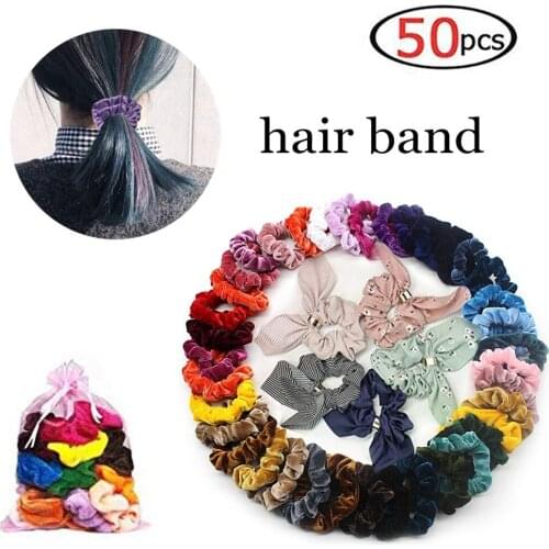 50pcs New Cute Cartoon Bunny Princess Headwear Kids Elastic Hair Bands Headdress Children Ropes Women Or Girls Accessories L0731