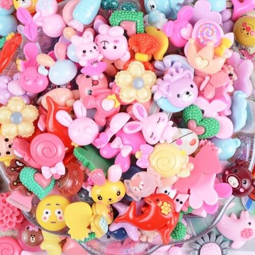50pcs Mixed pattern Flatback Planar Resin Miniatures DIY Craft Phone Shell Patch Arts Girls Hair Accessories Ornament Materials