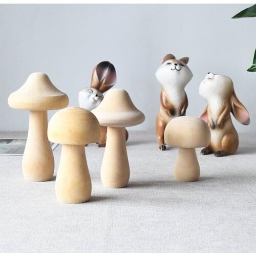 6pcs Graffiti Painting Wooden White Embryo Mushroom Ornament DIY Handmade Souvenirs Mushrooms Gift For Valentines Day natural