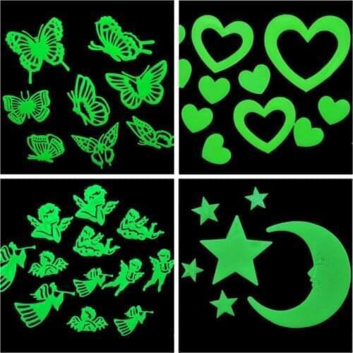 7@# Romantic Bedroom Living Room Fluorescent Luminous Glow In The Dark On Wall Stickers Diy Decal Star and Moon Energy Sticker