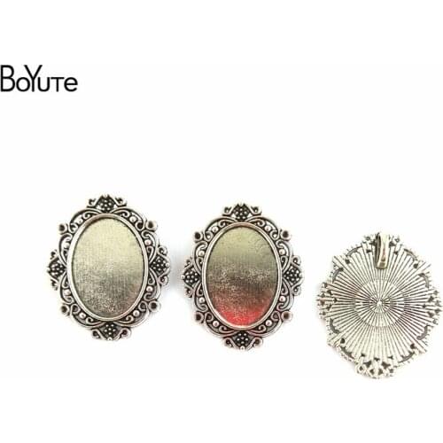 BoYuTe (40 Pieces/Lot) 25*18MM Cabochon Base Antique Bronze Plated Vintage Alloy Diy Tray Pendant Charms for Jewelry Making