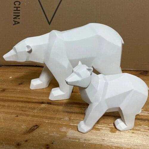 Home Decor Simple White Modern Abstract Sculpture Fashion Geometric Polar Bear Statue Desktop Ornaments Creative Decoration Gift