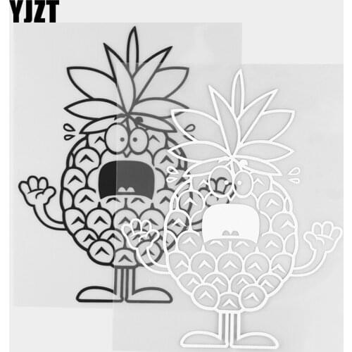 YJZT 12.2×15.5CM Interesting Pineapple Cartoon Car Stickers Body Decor Fruit Vinyl Decals Black / Silver 20B-0340