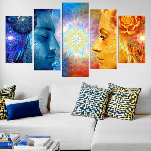 HD Printed 5 Piece Canvas Art Painting Man Women Thinking Mode Wall Picture for Living Room decor Poster frame