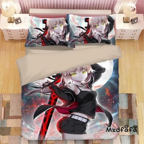 Mxdfafa Fate Grand Order Jeanne d'Arc Duvet Cover Sets 3D Bedding Set Comforter Bedding Set with 1 Duvet Cover and 2 Pillowcases