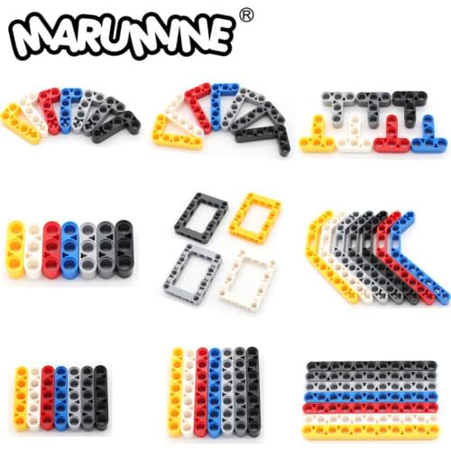 Marumine 30PCS Technic Liftarm Straight Blocks Technique Lift Arm MOC Building Bricks Set Educational STEM Toys For Children