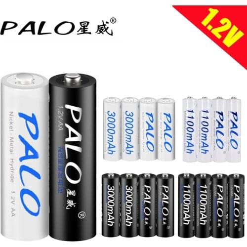 PALO Long-life 3000mAh 1.2V AA Rechargeable Batteries + 1100mAh 1.2V AAA Battery Rechargeable Battery for Camera Toy Flashlight