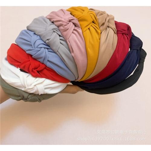 Fashion Wide Knot Headbands Fabric Knitted Silk Hairbands for Women Girls Handmade Hair Bands Hoops Ladies Hair Accessories