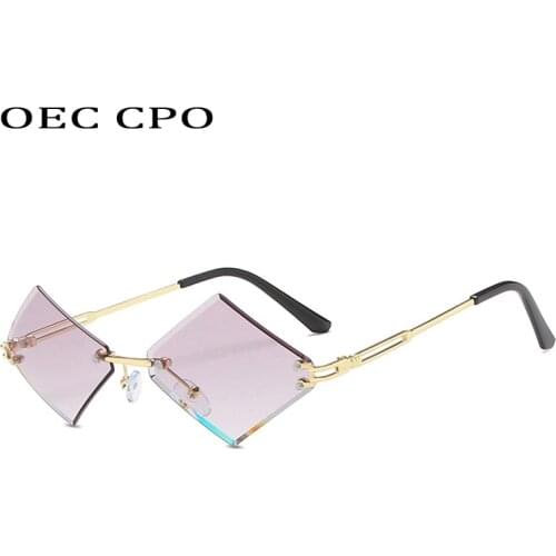 OEC CPO Fashion Rimless Sunglasses Women New Steampunk Frameless Sun Glasses Female Vintage Gradient Eyeglasses Men UV400 O871