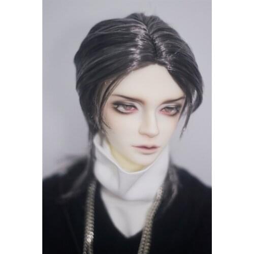 BJD doll wig is suitable for 1/3 1/4 Uncle fashion new ewanu medium split long jellyfish Wolf tail fake hair milk silk black