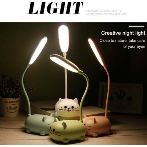 Hot Night Light Usb Rechargeable Table Lamp Cute Pet Cat Led Table Light Child Eye Protection Warm White Desk Lamp portable lamp
