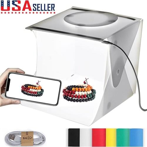 Portable Mini Folding Light Box Photography Photo Studio Box 2 Panel LED Softbox Lighting Kit For iPhone Digital DSLR Camera