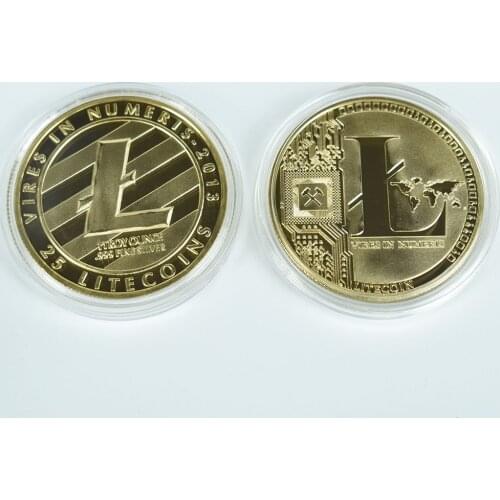 Size 40mm/3mm 24K Gold Plated Litecoin Coin Cryptocurrency Metal Coin For Gift and Collection