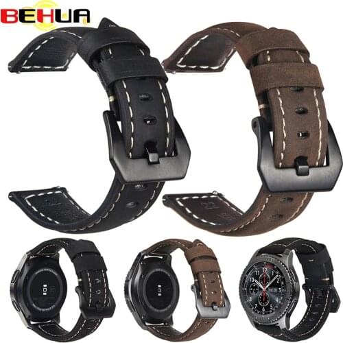20mm 22mm Gear S3 S2 Genuine Leather watch strap Band for Samsung Galaxy 42mm/46mm active for Amazfit Stratos 2 2S bracelet band