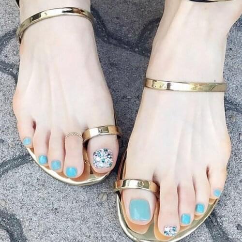 5 Sets/lot Detachable Short Toe Nail Tips Full Cover Foot toe false nails toe nails Mixed 5 Colors toe french nails art tips