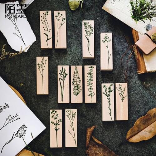 XINAHER Vintage plants grass stamp DIY wooden rubber stamps for scrapbooking stationery scrapbooking standard stamp